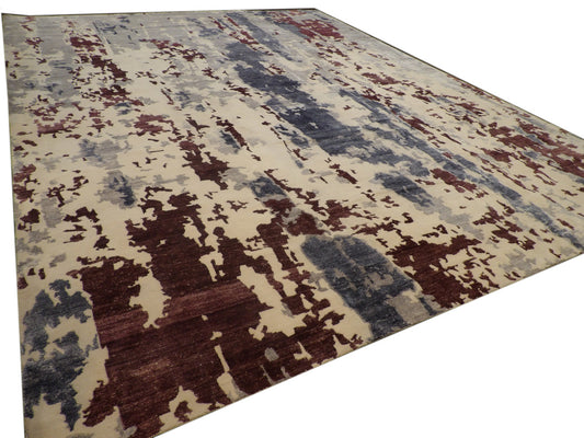 Modern Abstract Carved Wool/silk Hand knotted Rug 12'0" X 15'0"  - w800