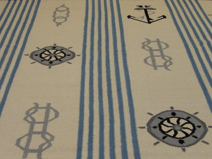 Coastal Flat-Weave Indoor/Outdoor Beach Rug 8'0''x10'0" Hand-knotted Rug -w1086