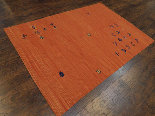 Tribal kilim Hand knotted Wool Rug 4'8"x6'10" - W1104