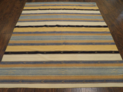 Anatolian Stripe Kilim Southwestern Hand knotted Wool Rug 6'0" x 7'0"- W1109