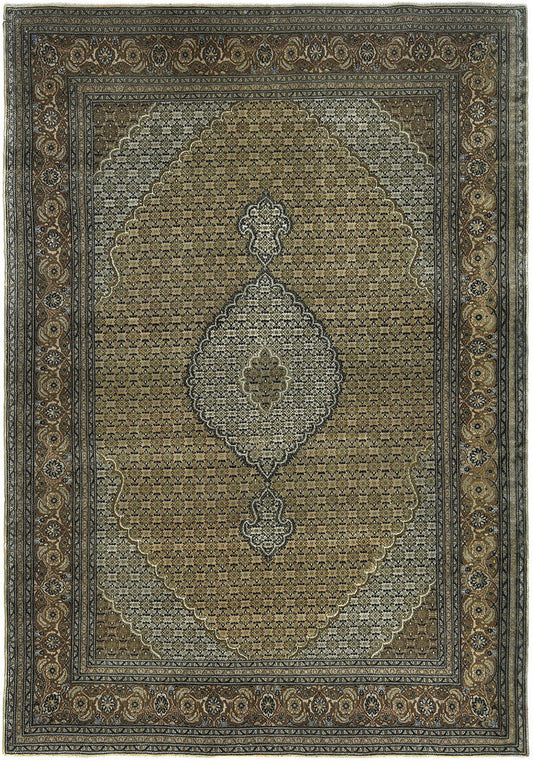 Persian Tabriz Mahi Wool & Silk Handknotted Rug 6'05" X 9'07" -Art70704
