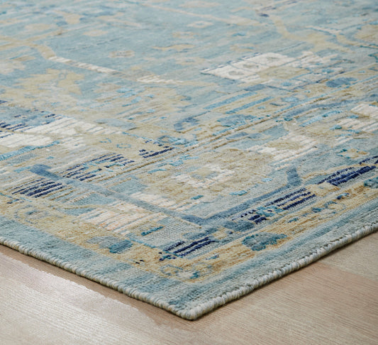 Transitional Hand Knotted Rug Wool & Silk - KKT13600