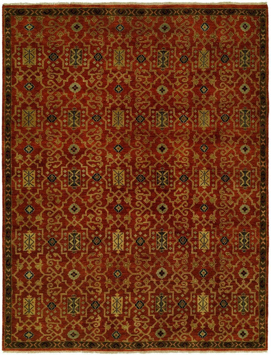 Hand Knotted Wool Ikat Rug KAN0410