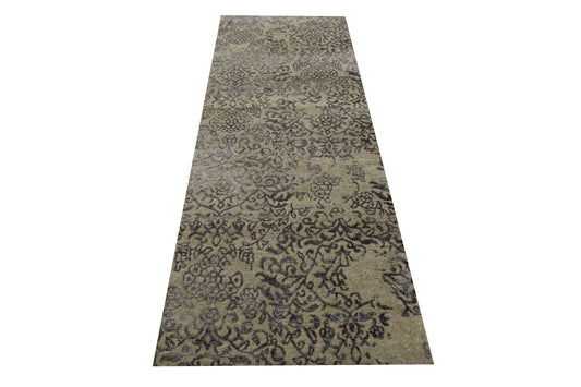 Transistional Abstract Broken Design Wool/Silk Hand Knotted 2.6x8.0 -w2051