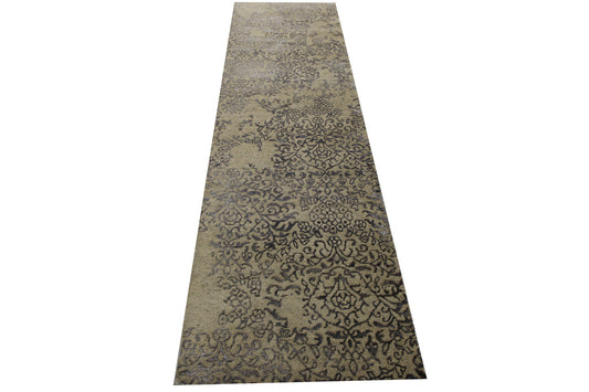 Modern Abstact Broken Design Wool/silk Hand Knotted Rug 2.6x11.00 -w2033