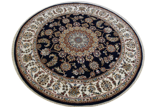 Traditional Indo Nain Wool Hand Knotted Rug 4.10x4.10  -w2348