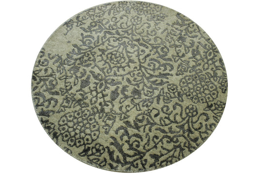 Transitional Abstract Broken Design Wool/silk Hand Knotted Rug 3.0x3.0  -w2025