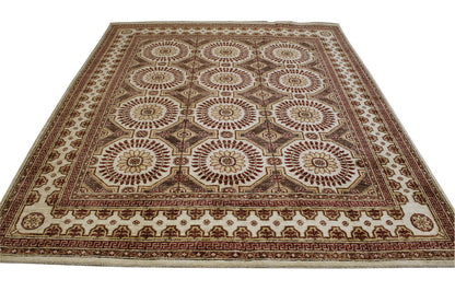 Traditional Khotan Peshawar Wool Hand Knotted Rug 7.0X8.0 - w5041