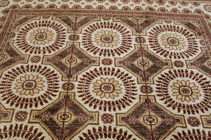 Traditional Khotan Peshawar Wool Hand Knotted Rug 7.0X8.0 - w5041