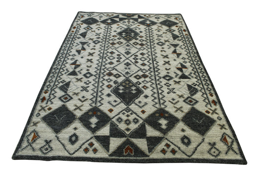 Tribal Morrocan Flatweave Wool Hand Knotted Rug 5.0X8.0 - w20043