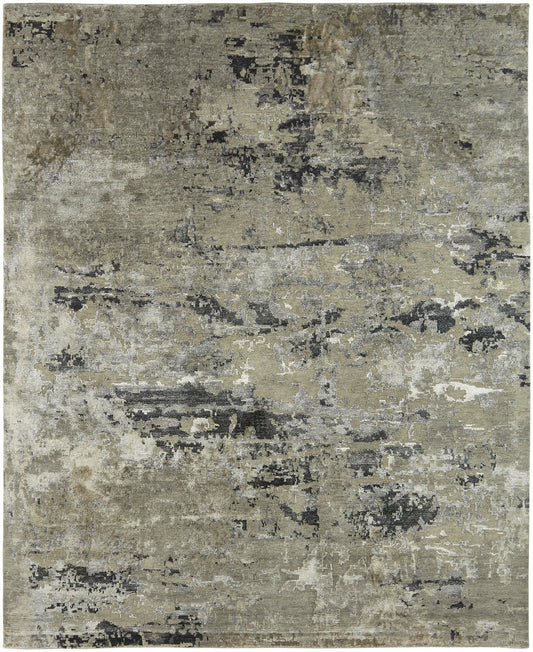 Hand Knotted Wool & Silk Modern Rug KNL3870