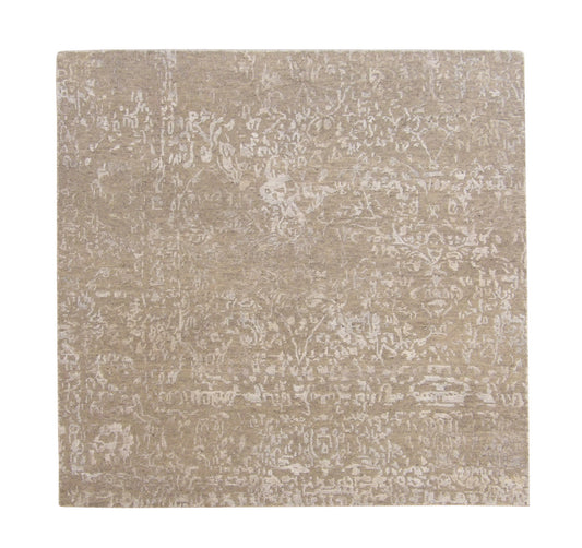 Transitional Abstract Broken Design Wool/silk Hand Knotted Rug 5.0x5.0  -w2029