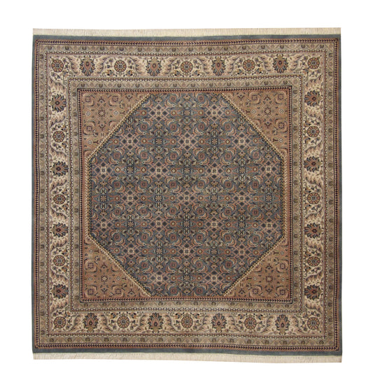 Traditional Indo Mir Wool Hand Knotted Rug 6.6x6.6  -w2225