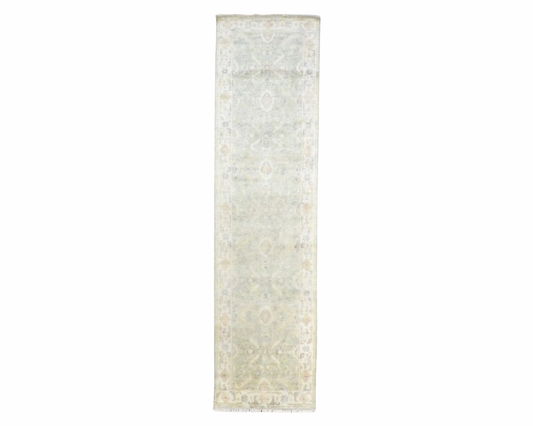 Turk Oushak White Wash 3 x 12 Hand knotted Rug - w551
