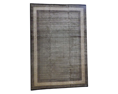 Fine Persian Herati Mir Silk/wool 12 x 18 Hand knotted Rug - w1132