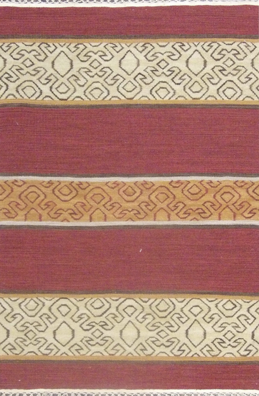 Anatolian Stripe Kilim Flat-Weave Southwestern Hand knotted Wool Rug 4'0" x 6'0"  - W1105