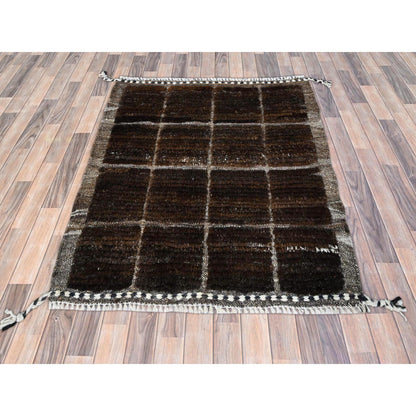 Tribal & Geometric Wool Hand Knotted Rug Brown Taupe 1.8X2.0 -O0246