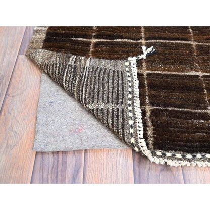 Tribal & Geometric Wool Hand Knotted Rug Brown Taupe 1.8X2.0 -O0246