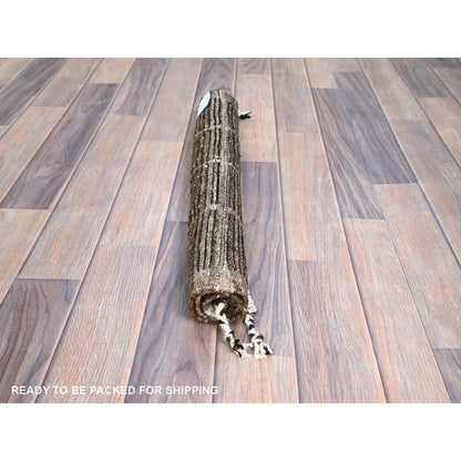 Tribal & Geometric Wool Hand Knotted Rug Brown Taupe 1.8X2.0 -O0246