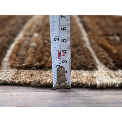 Tribal & Geometric Wool Hand Knotted Rug Brown Taupe 1.8X2.0 -O0246