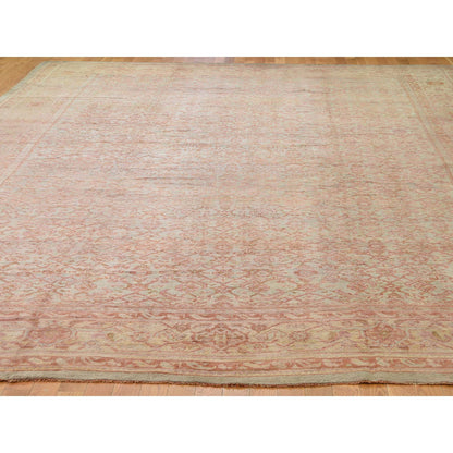 Antique Wool Hand Knotted Rug Orange Peach 10.10X15.3 -O044738