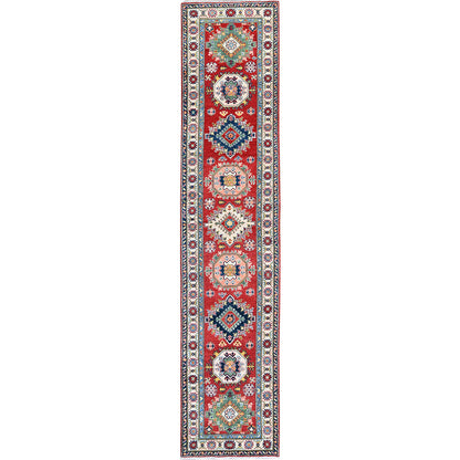 Kazak Wool Hand Knotted Rug Red 2.7x12.7 -O0479