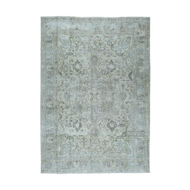 Overdyed & Vintage Worn Wool Hand Knotted Rug Beige No Border 6.8X9.8 -O052271