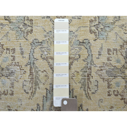 Overdyed & Vintage Worn Wool Hand Knotted Rug Beige No Border 6.8X9.8 -O052271