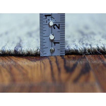 Flat Weave Wool Hand Woven Rug Grey Tidal Foam 3.1X14.0 -O053819