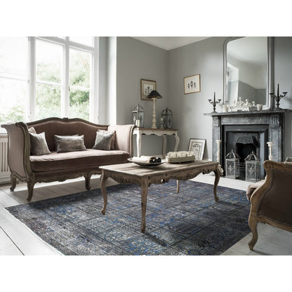 Overdyed & Vintage Worn Wool Hand Knotted Rug Grey Charcoal Gray 6.9X9.3 -O054032