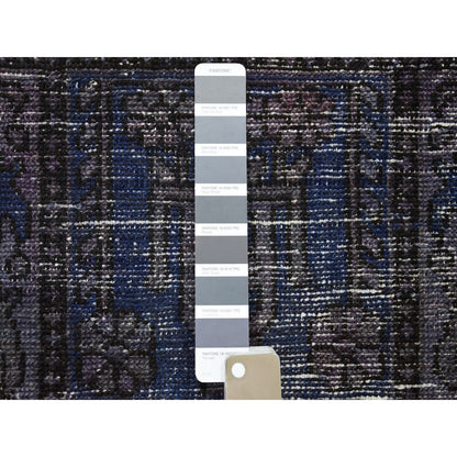 Overdyed & Vintage Worn Wool Hand Knotted Rug Grey Charcoal Gray 6.9X9.3 -O054032