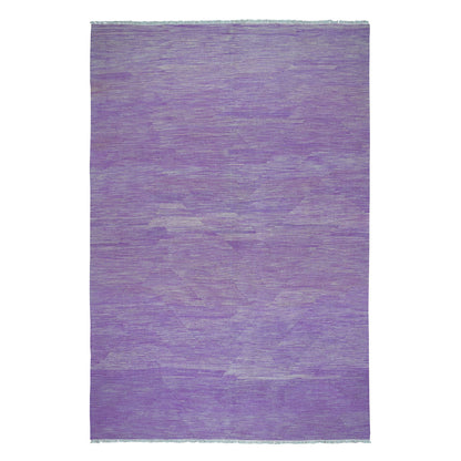 Flat Weave Wool Hand Woven Rug Purple Rose Violet 6.8X9.8 -O054213