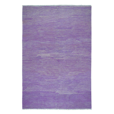 Flat Weave Wool Hand Woven Rug Purple Rose Violet 6.8X9.8 -O054213