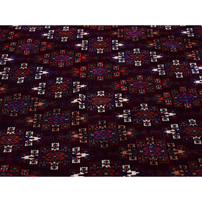 Antique Wool Hand Knotted Rug Red Ivory 6.7X9.6 -O059624