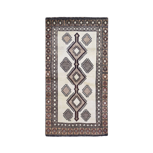 Persian Wool Hand Knotted Rug Ivory 3.6x6.10 -O059845