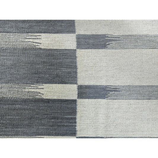 Flat Weave Wool Hand Woven Rug Grey No Border 6.5X9.0 -O060123
