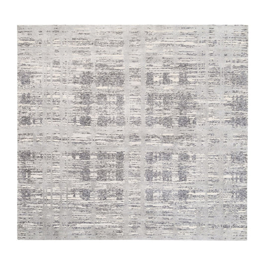 Modern and Contemporary Wool Hand Knotted Rug Grey No Border 8.0X8.0 -O062892