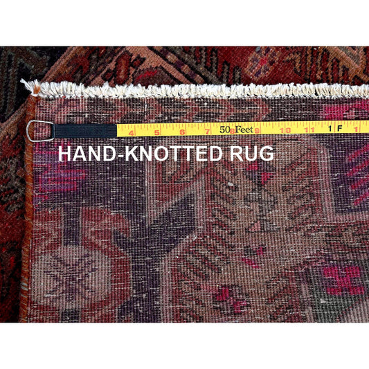 Overdyed & Vintage Wool Hand Knotted Rug Red 2.6x8.10 -O0631