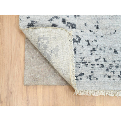 Transitional Wool & Silk Hand Knotted Rug Grey No Border 8.0X8.0 -O063455