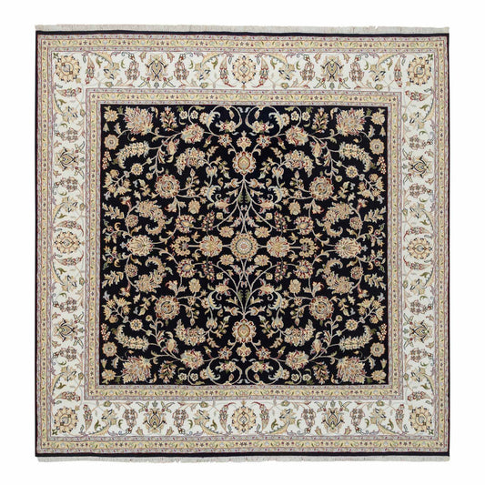 Fine Oriental Wool Hand Knotted Rug Blue Ivory 8.0X8.2 -O064731