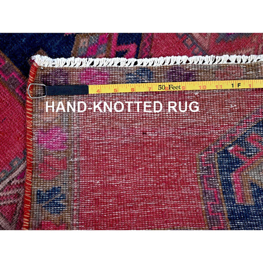 Overdyed & Vintage Wool Hand Knotted Rug Pink 2.5x9.10 -O0651