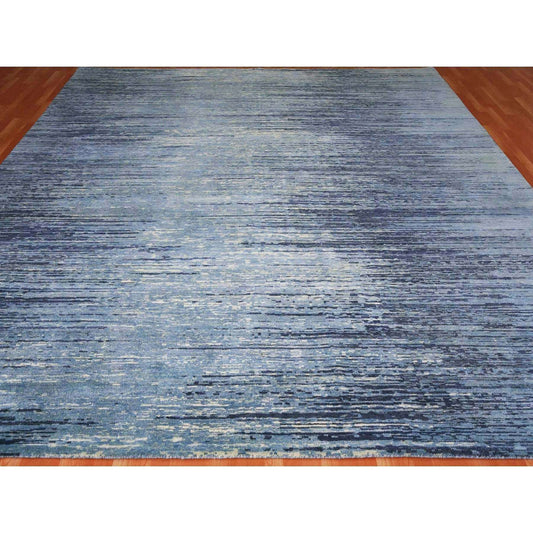 Modern and Contemporary Wool Hand Knotted Rug Blue No Border 8.1X8.1 -O066851