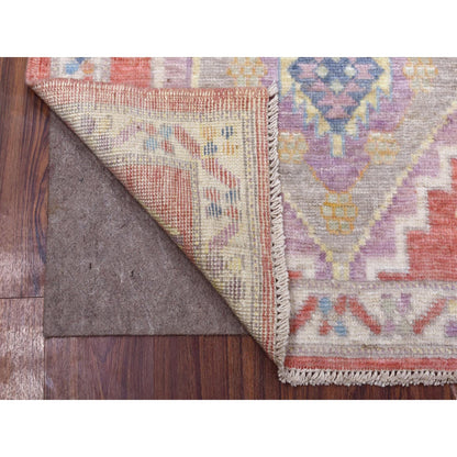 Oushak And Peshawar Wool Hand Knotted Rug Pink Ivory 2.9X10.5 -O069057