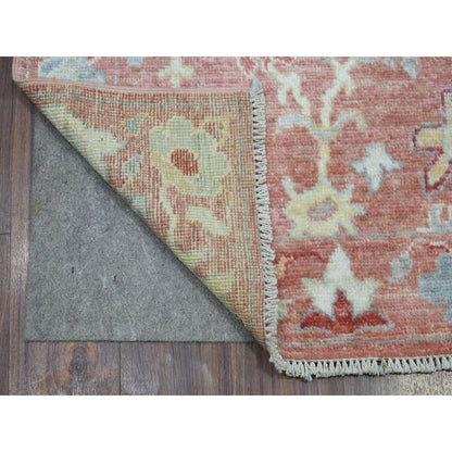 Oushak And Peshawar Wool Hand Knotted Rug Pink No Border 3.0X19.9 -O069321