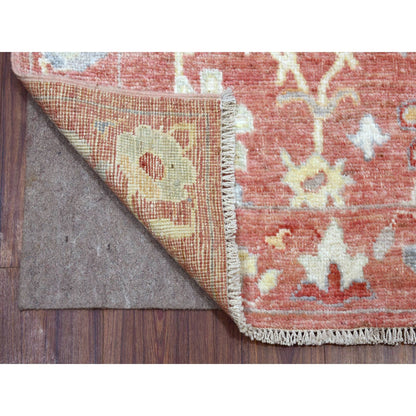 Oushak And Peshawar Wool Hand Knotted Rug Pink No Border 3.1X19.8 -O069337