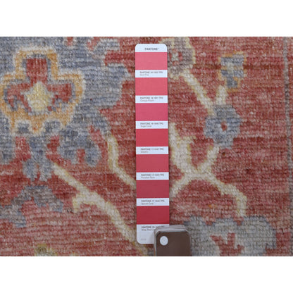Oushak And Peshawar Wool Hand Knotted Rug Pink No Border 3.1X19.8 -O069337
