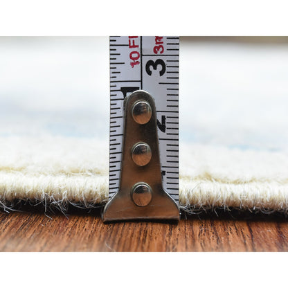 Oushak And Peshawar Wool Hand Knotted Rug Ivory Light Blue 2.8X14.4 -O072762