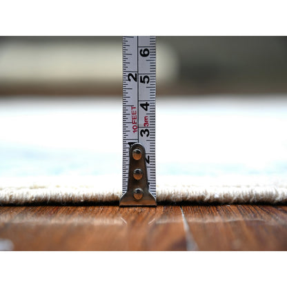 Oushak And Peshawar Wool Hand Knotted Rug Ivory Silver Chalice  2.10X9.7 -O074582