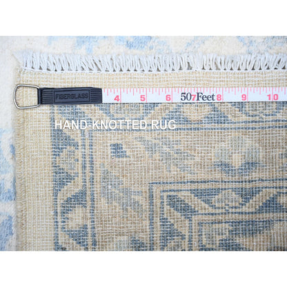 Oushak And Peshawar Wool Hand Knotted Rug Ivory Silver Chalice  2.10X9.7 -O074582