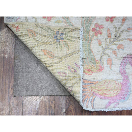 Oushak And Peshawar Wool Hand Knotted Rug Ivory No Border 5.11X6.0 -O074888